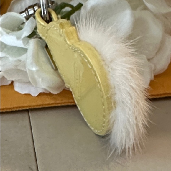 Coach Yellow and White Pom Pom Keychain - Picture 3 of 7